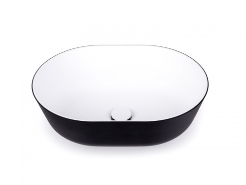 Lavabo ovale bicolor Noir extérieur blanc intérieur