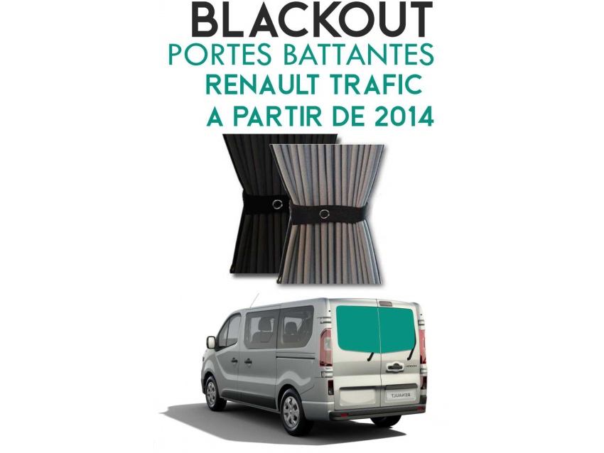 Portes Battantes. Rideaux occultant gris noir sur rail pour Renault Trafic à partir de 2014