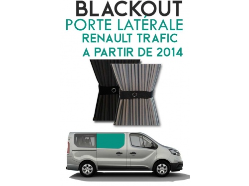 Porte latérale droit. Rideaux occultant gris noir sur rail pour Renault Trafic à partir de 2014