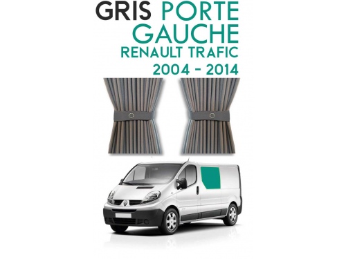 Latérale gauche. Rideaux occultant gris sur rail pour Renault Trafic 2 (2004-2014)