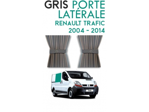 Porte latérale droit. Rideaux occultant gris sur rail pour Renault Trafic 2 (2004-2014)