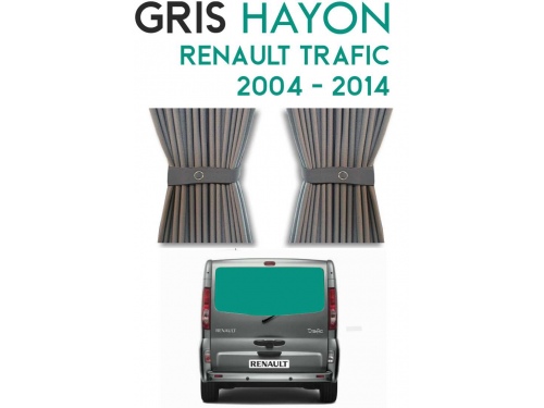Hayon. Rideaux occultant gris sur rail pour Renault Trafic 2 (2004-2014)