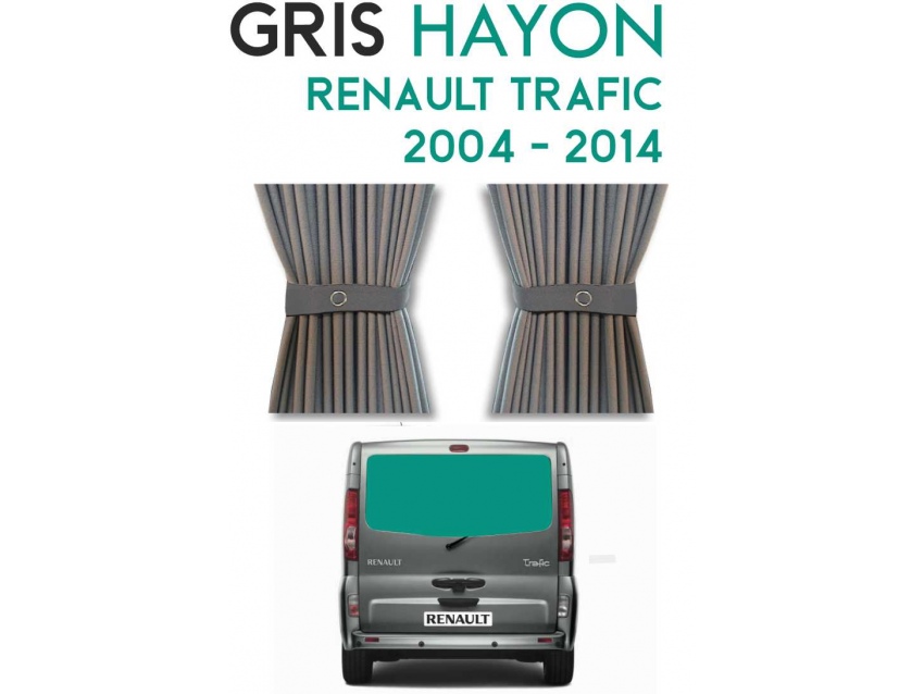 Hayon. Rideaux occultant gris sur rail pour Renault Trafic