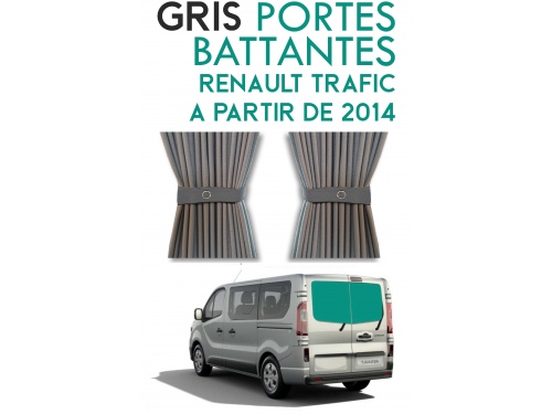 Portes Battantes. Rideaux occultant gris sur rail pour Renault Trafic à partir de 2014