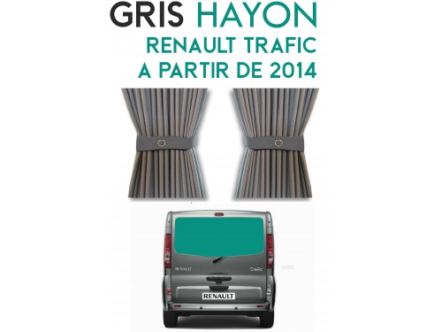 Hayon. Rideaux occultant gris sur rail pour Renault Trafic à partir de 2014