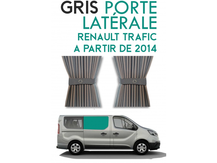 Porte latérale droit. Rideaux occultant gris sur rail pour Renault Trafic à partir de 2014