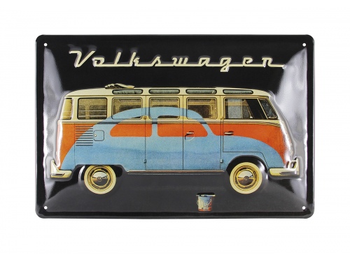 Plaque tôle emboutie décorative 20 x 30 cm. Collection Volkswagen SAMBA & BEETLE