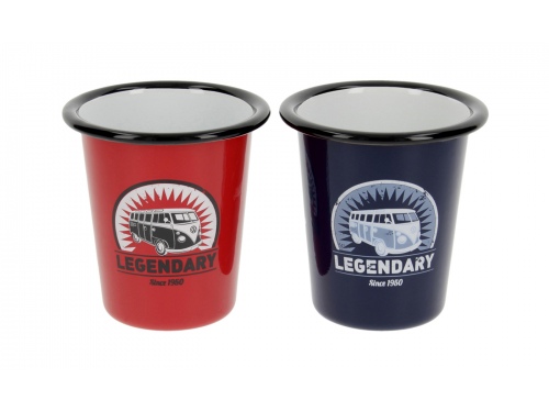 Lot de 2 Mugs émaillés Volkswagen Collection LÉGENDAIRE ROUGE &BLEU