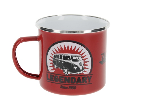 MUG émaillé Volkswagen T1 BUS LOGO VINTAGE ROUGE