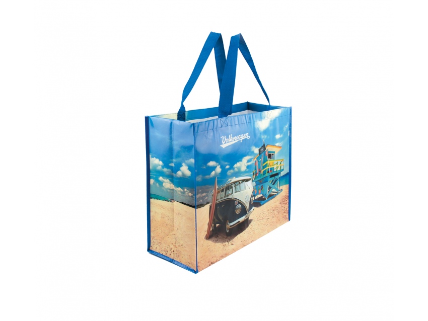 Sac cabas réutilisable VW Bus BEACH LIFE bleu