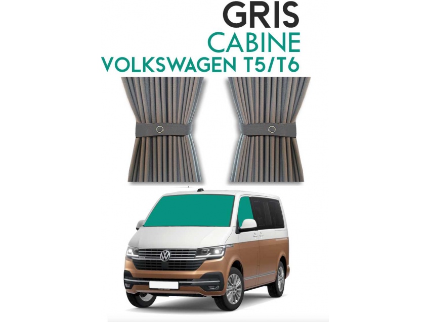 Rideau de séparation cabine conducteur occultant gris pour Volkswagen  Transporter T5 T6