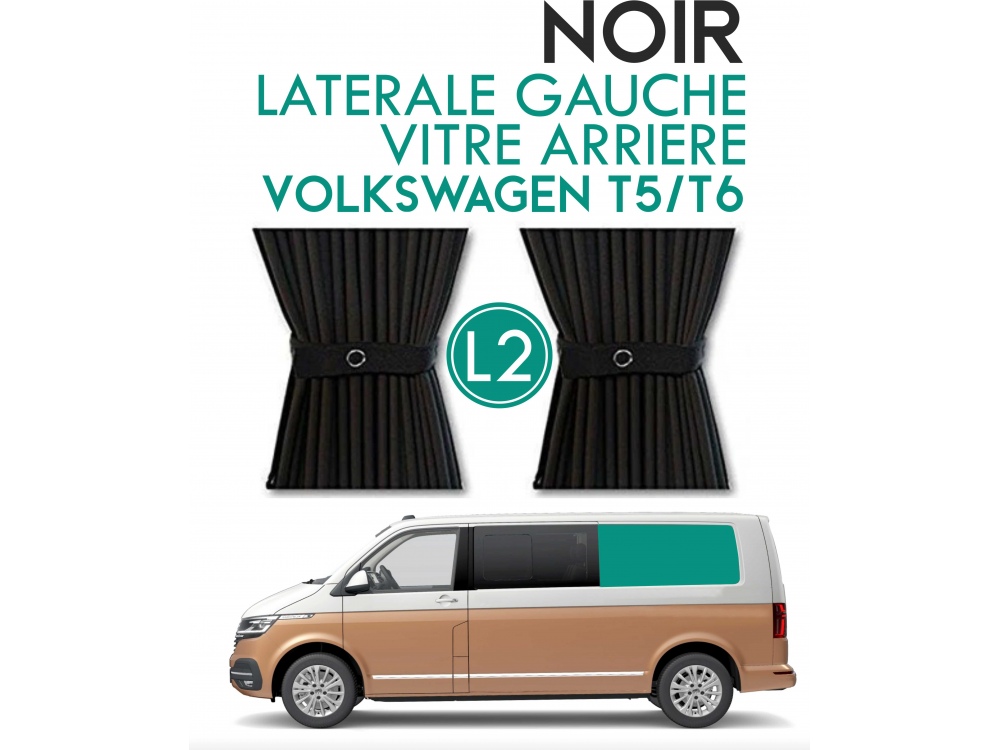 Latéral Gauche, vitre arrière L2H1. Rideaux occultant noir sur rail pour  Volkswagen Transporter T5 T6