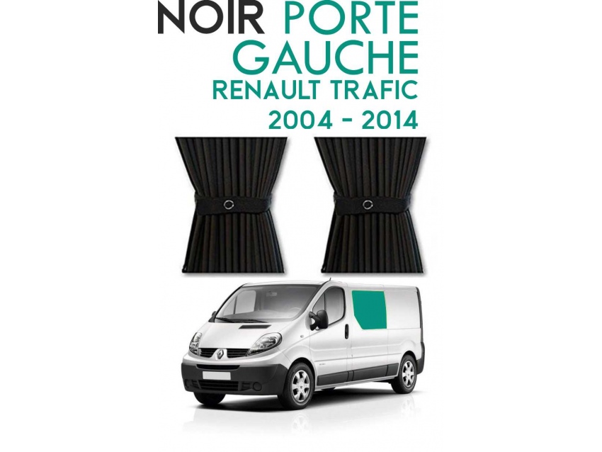 Latérale gauche. Rideaux occultant noir sur rail pour Renault Trafic 2 (2004-2014)