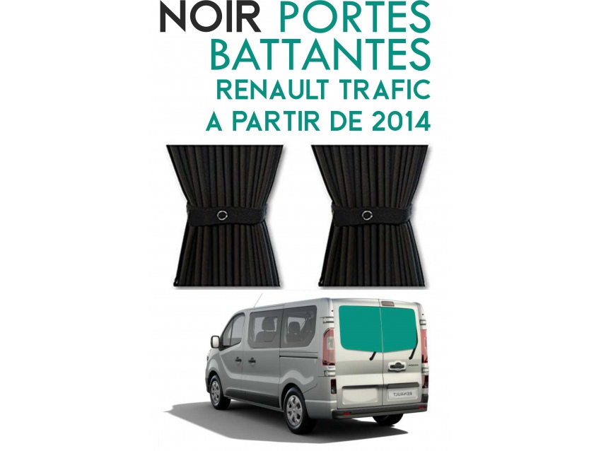 Portes Battantes. Rideaux occultant noir sur rail pour Renault Trafic à partir de 2014