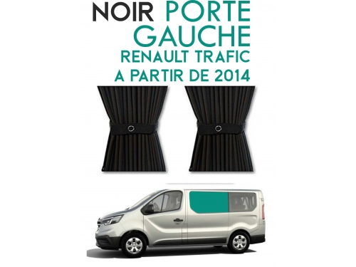 Latérale gauche. Rideaux occultant noir sur rail pour Renault Trafic à partir de 2014