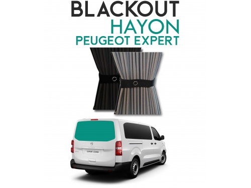 Hayon. Rideaux occultant gris noir sur rail pour Peugeot Expert