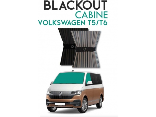 Rideaux de cabine occultant noir pour Volkswagen Transporter T5 T6