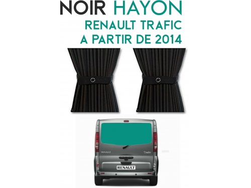 Hayon. Rideaux occultant noir sur rail pour Renault Trafic à partir de 2014