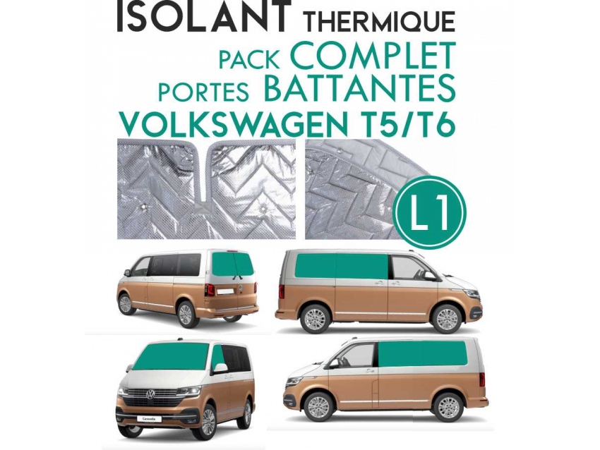 9 Pièces. Portes battantes. L1H1.ISOLANT OCCULTANT THERMIQUE ALUMINIUM VOLKSWAGEN TRANSPORTER T5 T6.