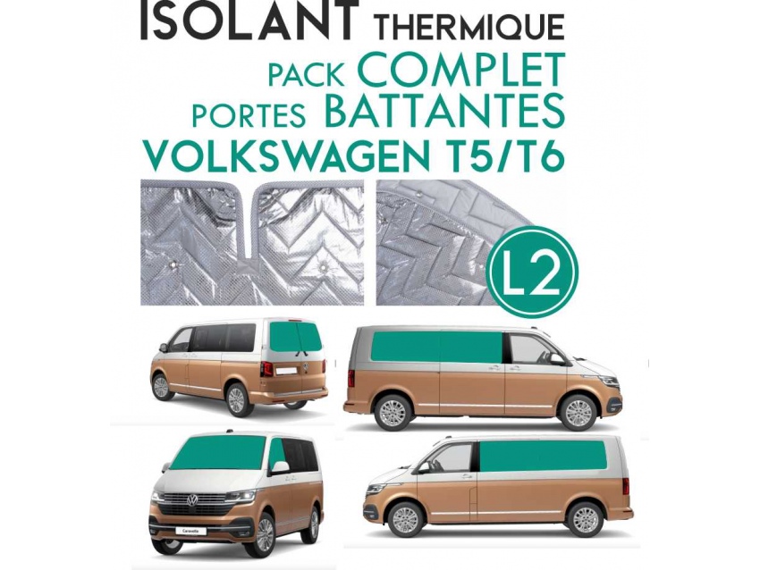 9 Pièces. Portes battantes. L2H1.ISOLANT OCCULTANT THERMIQUE ALUMINIUM VOLKSWAGEN TRANSPORTER T5 T6.