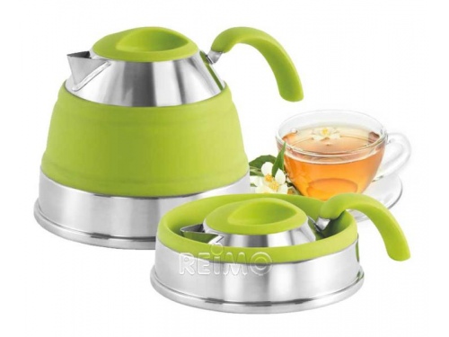 Bouilloire pliable bleu en silicone verte 1.5L