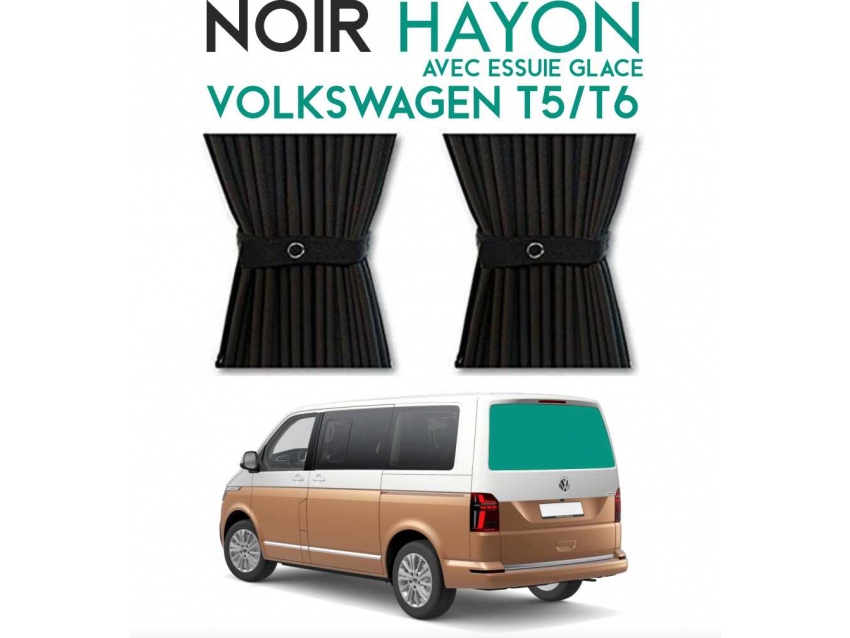 Hayon avec essui-glace. Rideaux occultant noir sur rail pour Volkswagen Transporter T5 T6