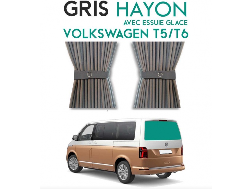 Hayon avec essui-glace. Rideaux occultant gris sur rail pour Volkswagen  Transporter T5 T6