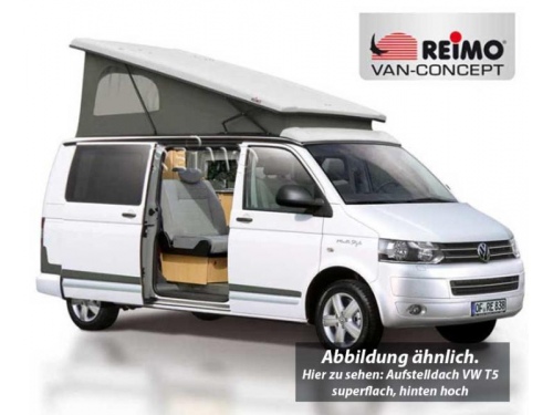 Toit relevable Reimo Easy Fit pour Volkswagen T5 - T6 Court (L1H1) Ouverture arriere. Fermeture à sangles.