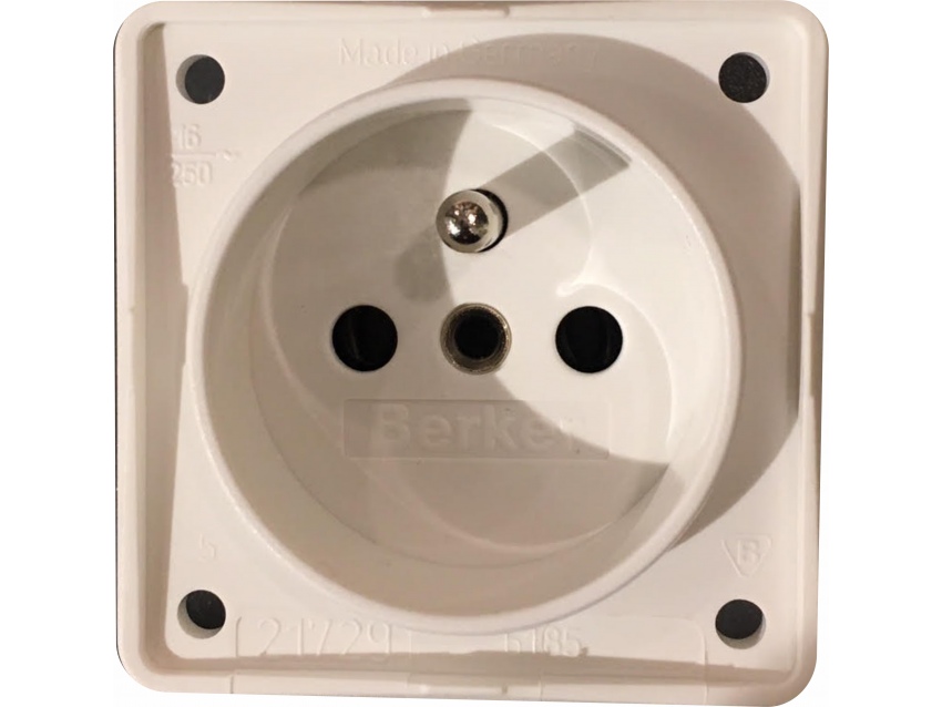 Prise Terre 230 V Berker blanc lisse sans cadre