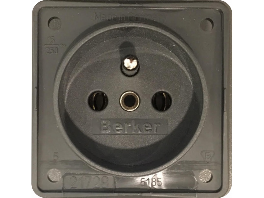 Prise Terre 230 V Berker noire sans cadre